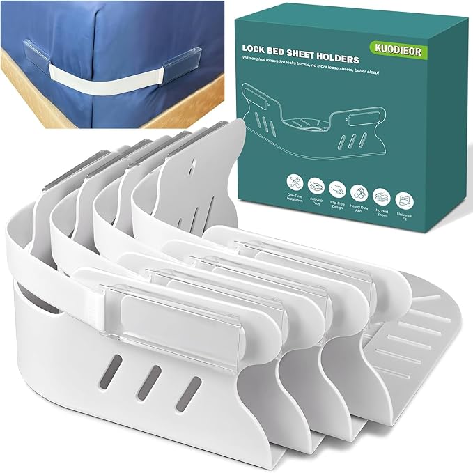 Bed Sheet Holders for Corners, No More Loose Sheets, Easy Installation for Any by KUODIEOR