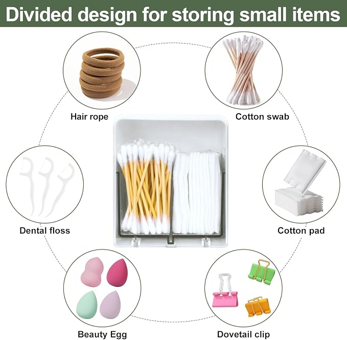Qtip Holder with 2 Compartments, Vanity Countertop Storage Organizer - Image 2