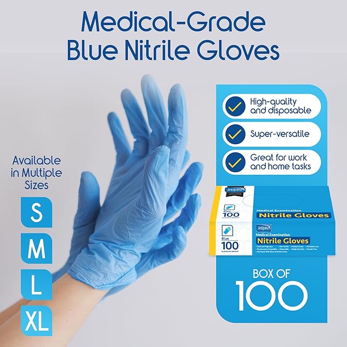 Inspire Black Nitrile Disposable Gloves | 4.5 Nitrile Disposable Safety Medical - Image 2
