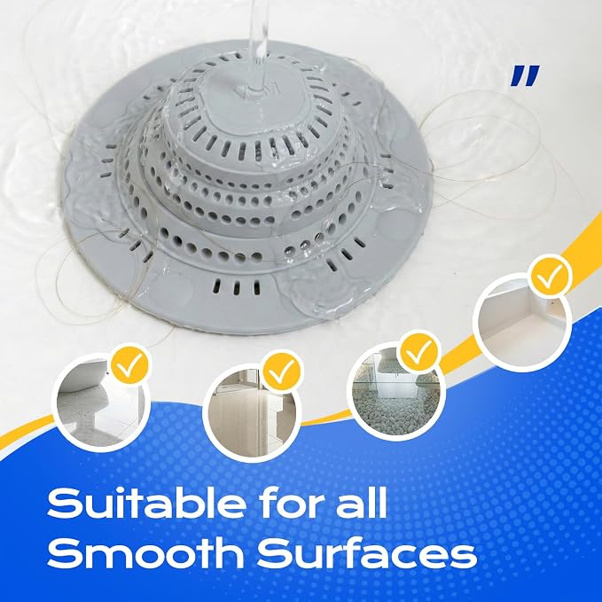 VLM 2 Pack Shower Hair Drain Catcher, Collapsible Silicone Hair Catcher Shower - Image 5