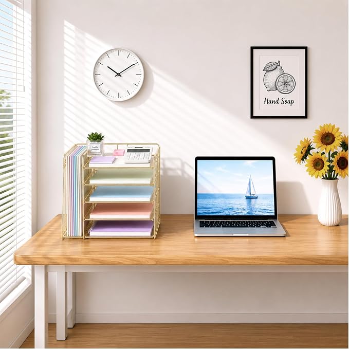 OPNICE Desk Organizer, 5-Tier Paper Organizer Letter Tray, Office Desk - Image 7