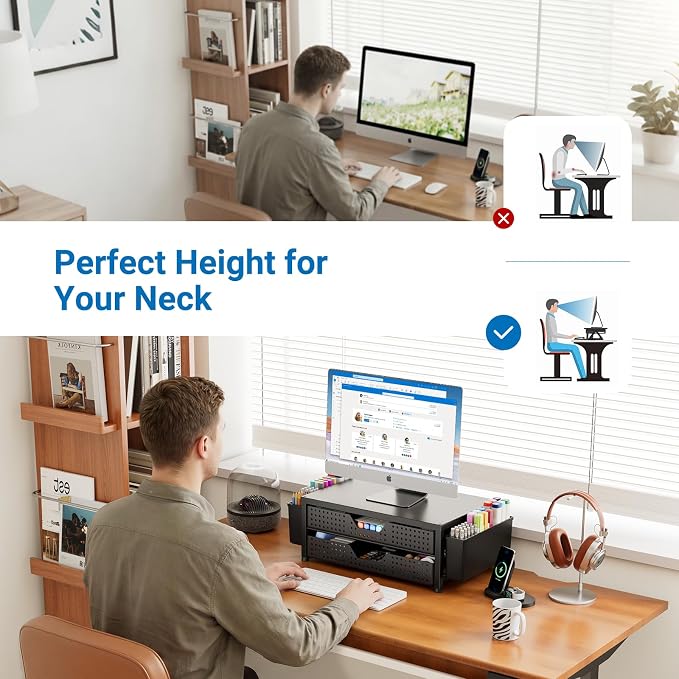 Desk Organizer and Accessories, 2-Tier Computer Monitor Stand Riser - Image 3