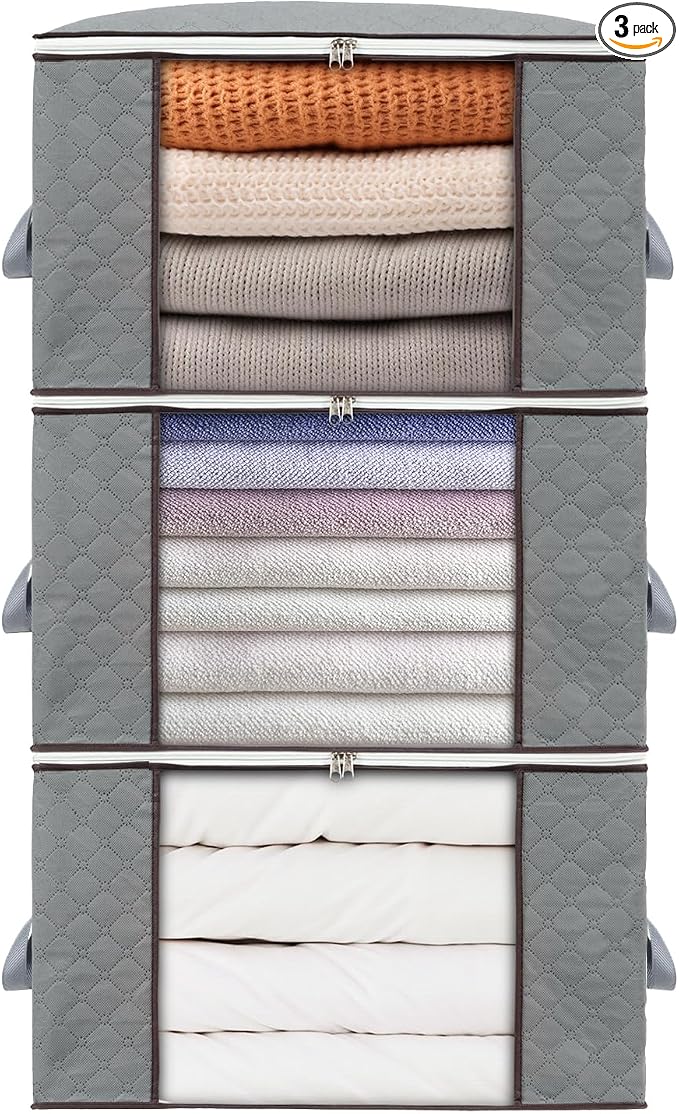 combocube 3 Pack Closet Organizers and Storage Containers, Clothes Storage Bins by combocube