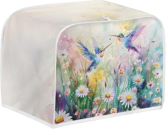 Hummingbird Daisy Print Toaster 2 Slice Cover Universal Size Kitchen Appliance Cover Fingerprint Protection Kitchen Home Decor