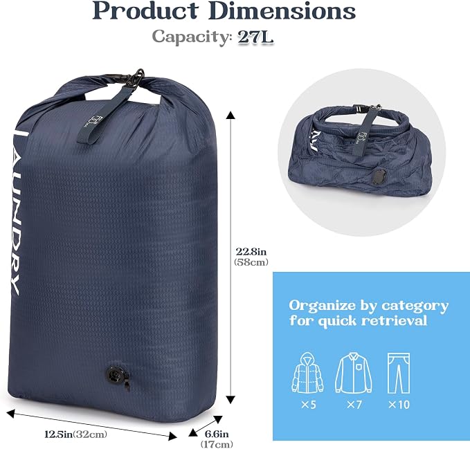 Travel Laundry Bag, Waterproof Compression Storage - Image 2