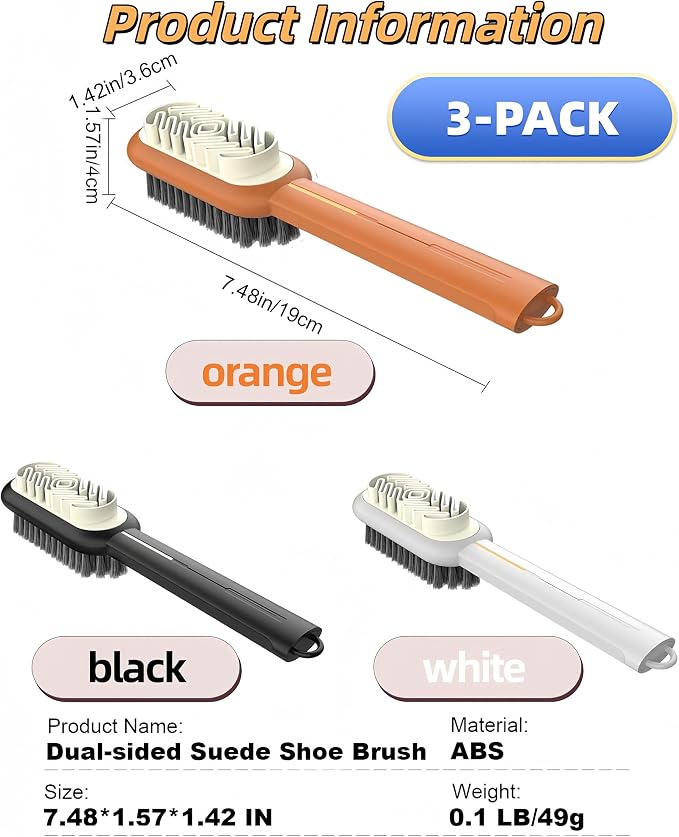 3 Pack Shoe Cleaning Brush Suede Cleaner Brush Scrub Shoe Brushes - Image 2