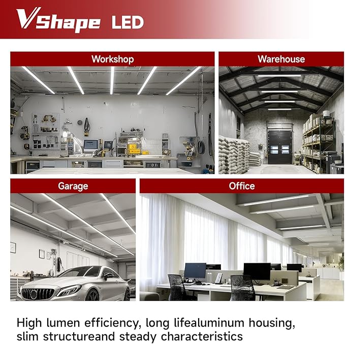 12 Pack 4FT T5 LED Shop Light, 20W, 5000K 2200LM, Linkable Utility Fixture for Under Cabinet, Kitchen, Garage, Basement, Workshop Lighting, Easy Installation, Plug & Play