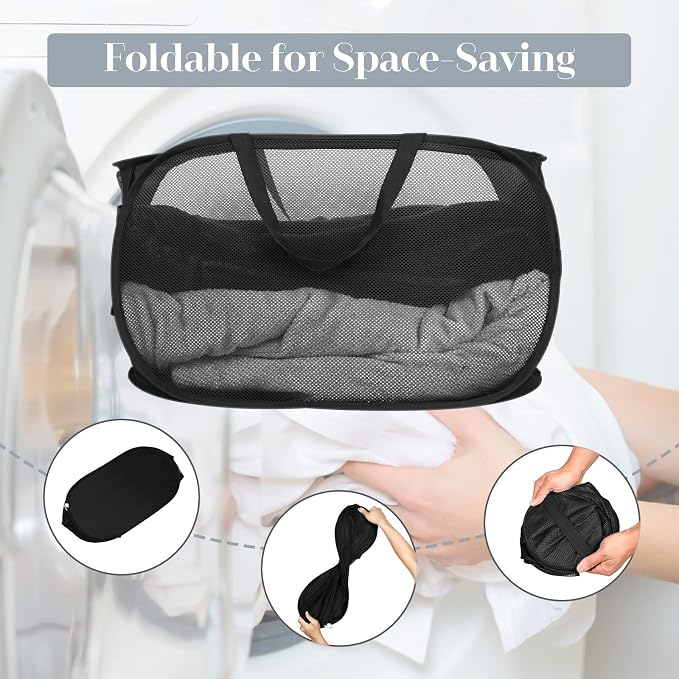 4 Pack Foldable Laundry Basket Hamper, Collapsible Laundry Baskets - Image 4