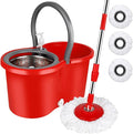 Spin Mop and Bucket with Wringer Set, 3 Microfiber Mop Heads by CooFel