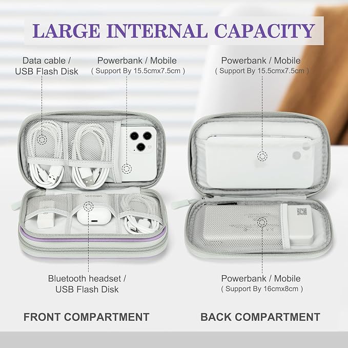 FYY Electronic Organizer, Travel Tech Pouch, Cable Organizer Light Purple | - Image 3