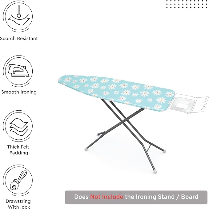 Encasa XO Ironing Board Cover and Pad, Thick Felt 54"x18" - Image 3