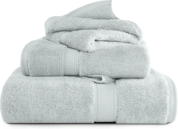 SUPERIOR Egyptian Cotton Ultra Plush & Absorbent, 3 Piece Set, Sea Foam | Quick by SUPERIOR