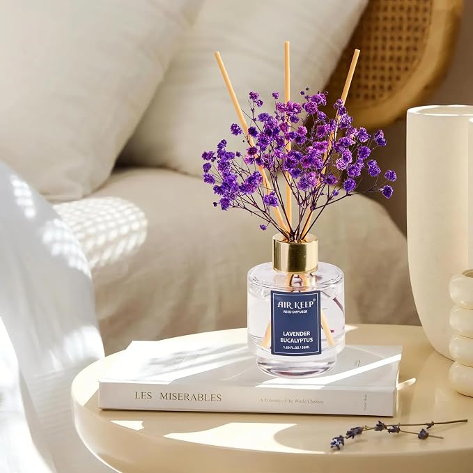 Reed Diffuser Set of 3, Clean Linen Ocean Mist&Sea Salt Lavender Eucalyptus Oil - Image 5