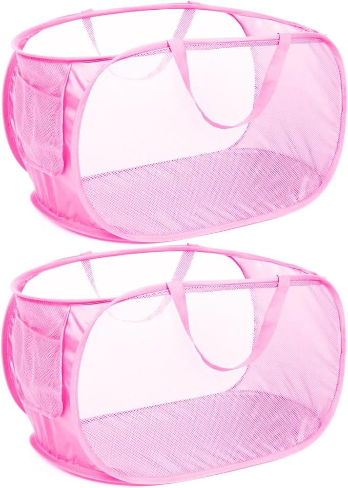 Durable Collapsible Laundry Baskets, Mesh Pop Up Laundry Hamper by Bemkoo