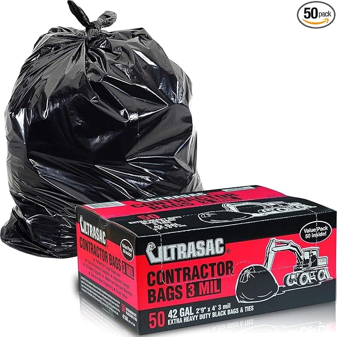 Ultrasac Heavy Duty Contractor Bags, 42 Gallon, 32.75" X 47" by Ultrasac