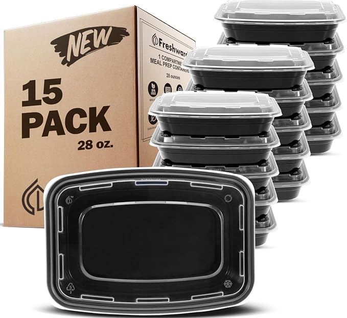 Freshware Meal Prep Containers 15 Count Compartment Food Storage Containers by Freshware