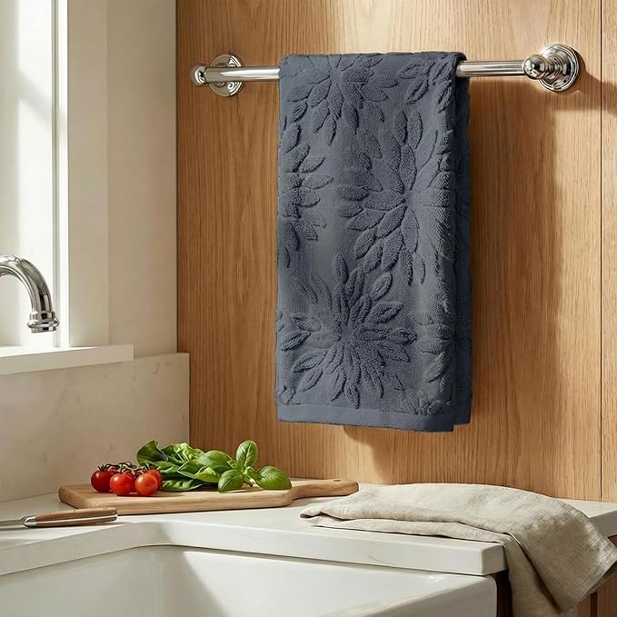 Artoid Mode 1 Pc Grey 3D Dahlia Floral Jacquard Hand Towels - Image 3
