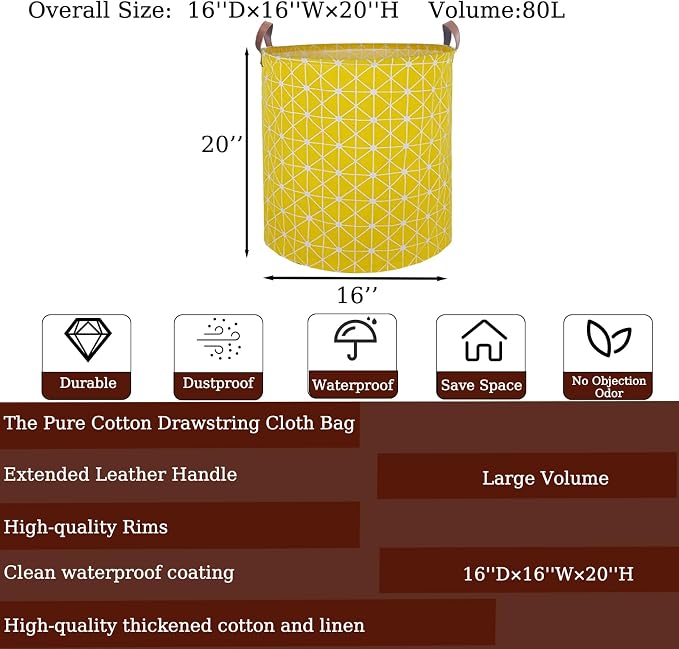 Waterproof Laundry Hamper Collapsible Laundry Basket Leather Handle Laundry Bag - Image 2