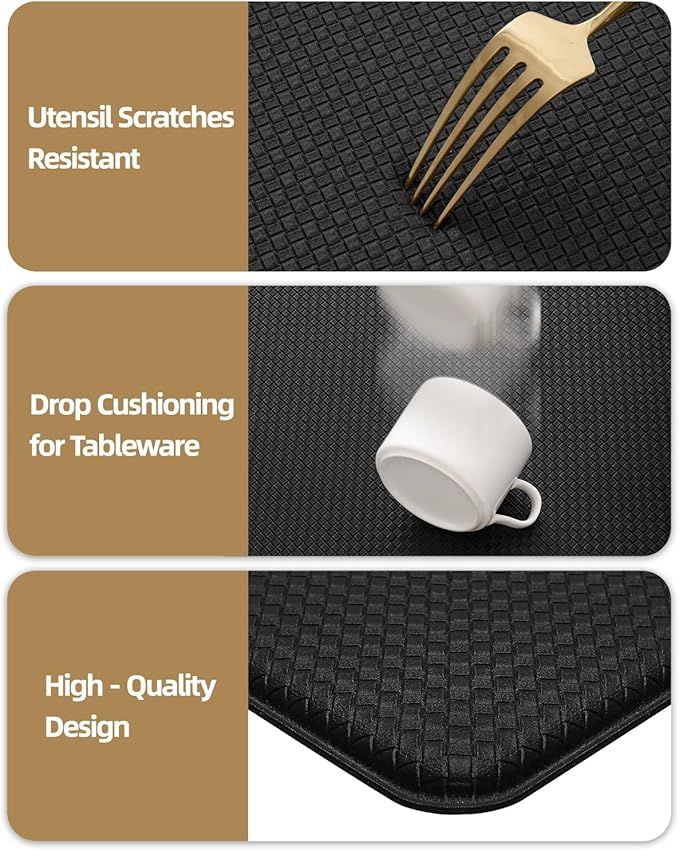 Color&Geometry Anti Fatigue Cushion Kitchen Mat for Floor -17"x94",Long,Easy Clean, Water & Oil Proof, Anti Slip, Foam Rubber Runner Rug for Front Sink Comfort Standing,Black