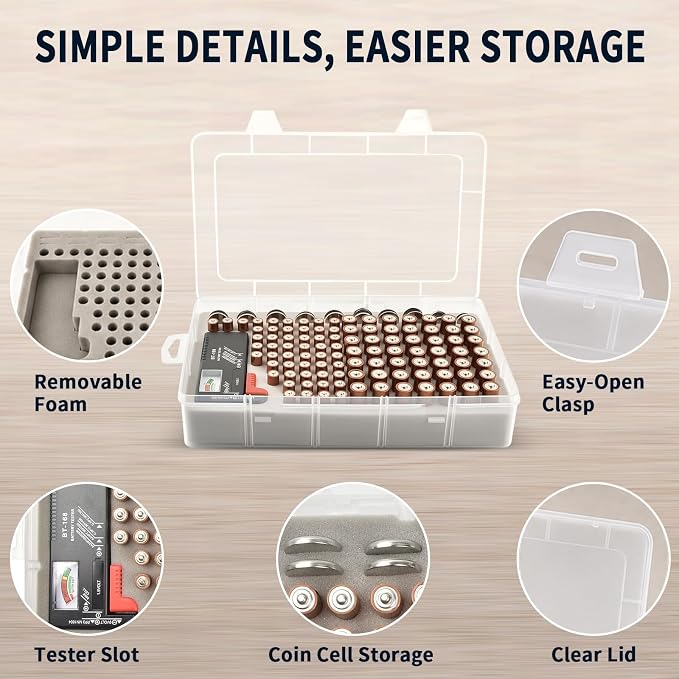 Xuerdon 120-Slot Battery Organizer Case - Image 4