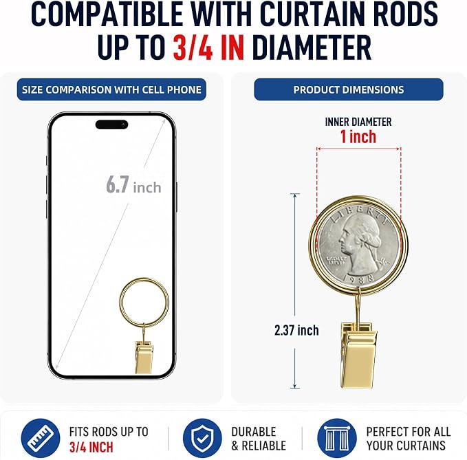 Lansian 44 Pack Curtain Rings - Image 5