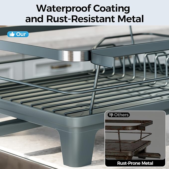 Urakify Dish Drying Rack for Kitchen Counter, 16.5" L x 12.2" W, Sink Dish Rack - Image 8