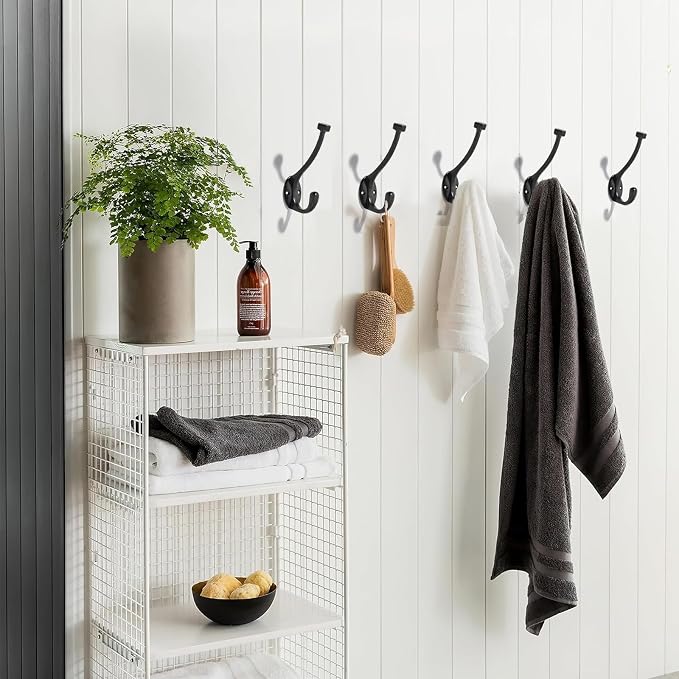 The 5 Pack 5-1/2 inch Black Coat Hook zinc Alloy mudroom Hooks is Suitable - Image 4