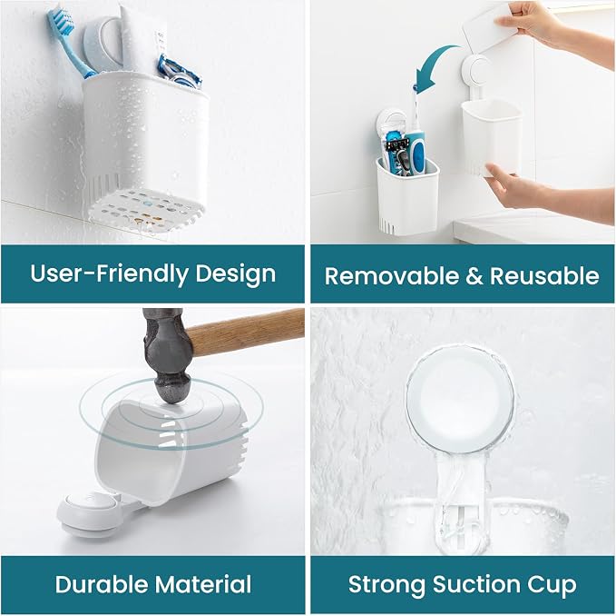 TAILI Suction Toothbrush Holder 2 Pack, Tumblers Replacement Shower Toothbrush - Image 6