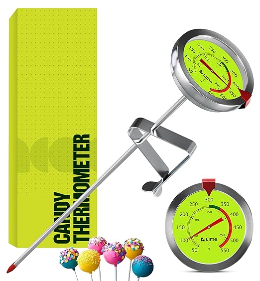 Candy Thermometer with Pot Clip - Deep Fry Oil Thermometer for Frying and Candle Making - Lemon