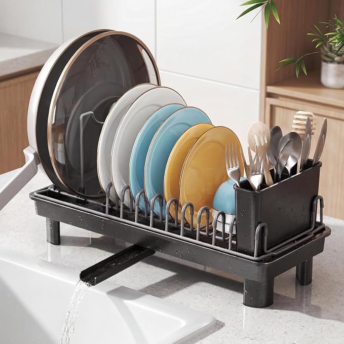 Small Dish Drying Rack with Drainboard, Compact by Nfnoyp