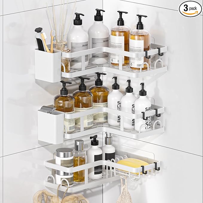 3 Pack Corner Shower Shelves, Rustproof Shower Organizer Caddy by PUPILLEMONJEWELRY