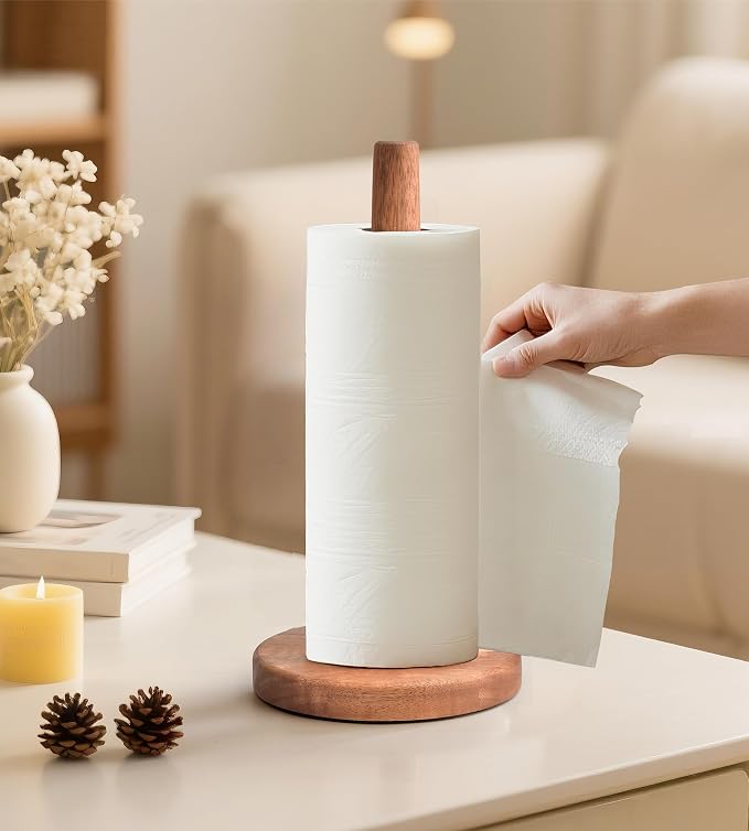 KitchLife Acacia Wooden Paper Towel Holder Countertop, Large Size - Image 6