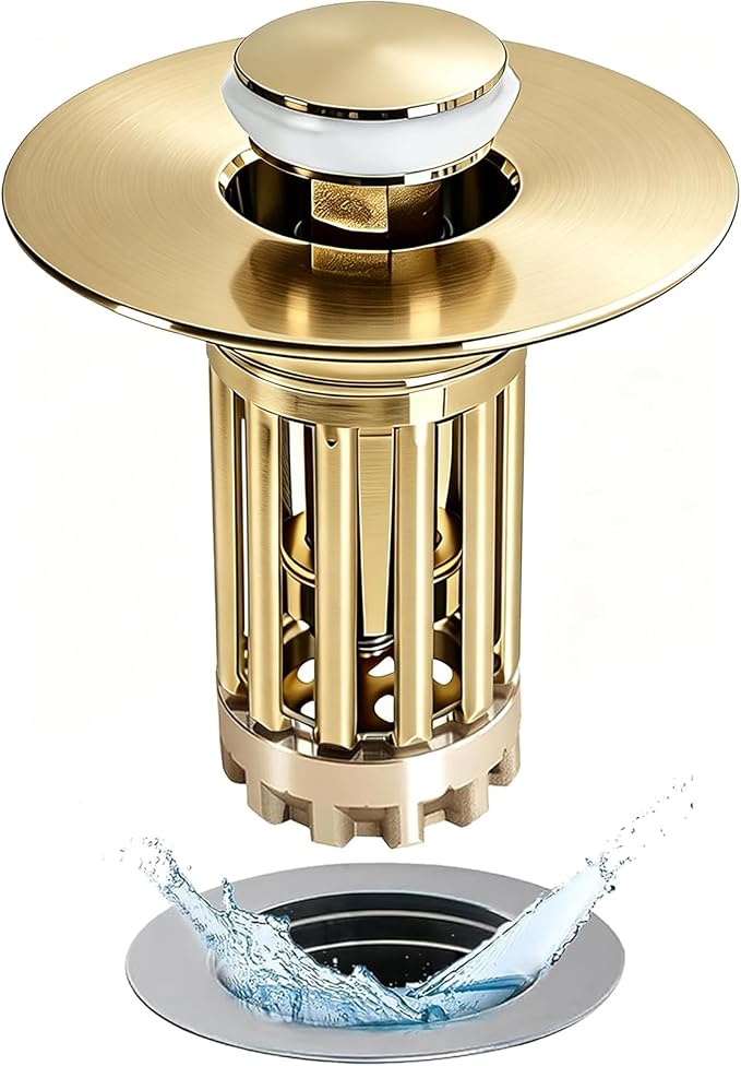 Anlige 3 in 1 Pop Up Bathroom Sink Stopper, Bathroom Sink Drain Strainer by Anlige