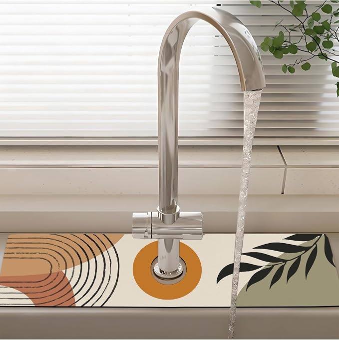 Patterned Sink Faucet Mat Kitchen Splash Guard Super Absorbent Drying Mat - Image 2
