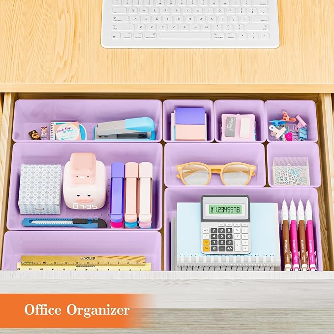SpaceHacks 25 PCS Plastic Drawer Organizer, 4-Size Versatile Organizer Trays & - Image 7