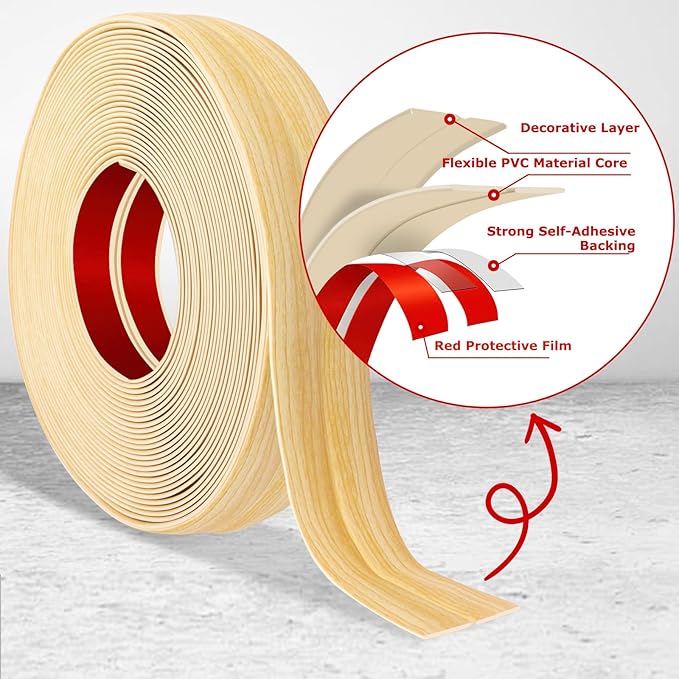 Flexible Wall Corner Protector Moulding Trim Peel and Stick Wall Corner Guards Edge Protector Self Adhesive Molding Trim Strip for Edge Ceiling (Original Wood Grain, 1.6 in x 20 Ft)
