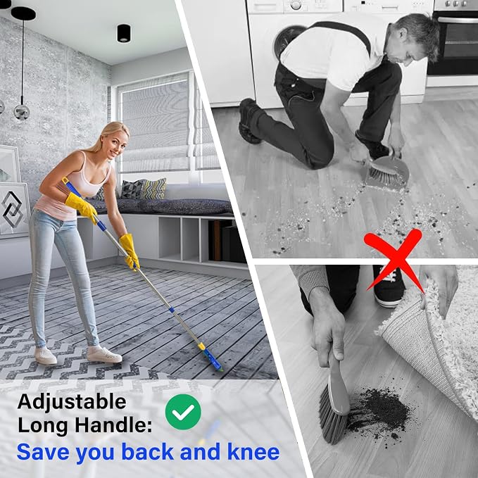 Grout Brush with Long Adjustable Handle, Swivel Scrub Brush, V-Shape Grout Line - Image 5