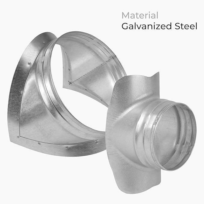 Galvanized Steel Saddle Takeoff – Round 90 Degree Splitter for 4” Duct with 4" Outlet Branch Connector - Range Hood Duct Adapter - Heavy Duty Supply/Exhaust Air Ventilation Duct Work Collar