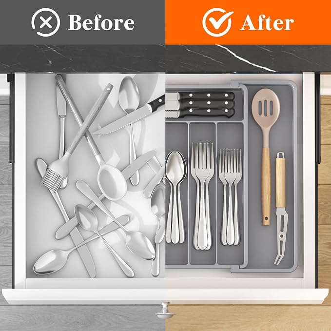 Lifewit Expandable Silverware Drawer Organizer, Kitchen Utensil Tray | BPA-free - Image 5