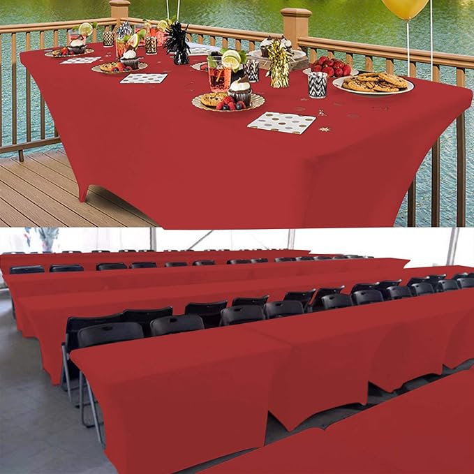 RELIANCER 1 Pack Stretch Spandex Table Covers for Rectangular Tables,8FT Elastic Fitted Tablecloth,Universal Rectangular Table Cloth Protector for Outdoor Party,Wedding,Bar,Birthday,Banquet,Events