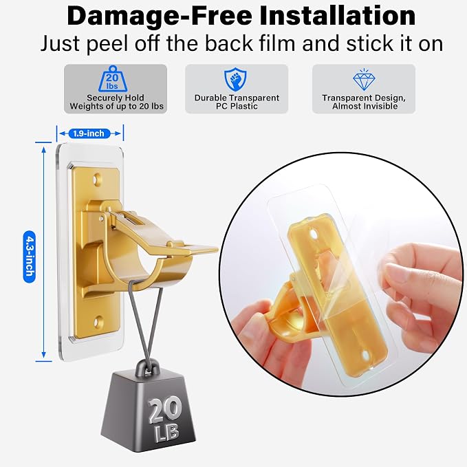 Antimbee 12PCS Self Adhesive Curtain Rod Bracket, No Drilling Curtain Rod - Image 4