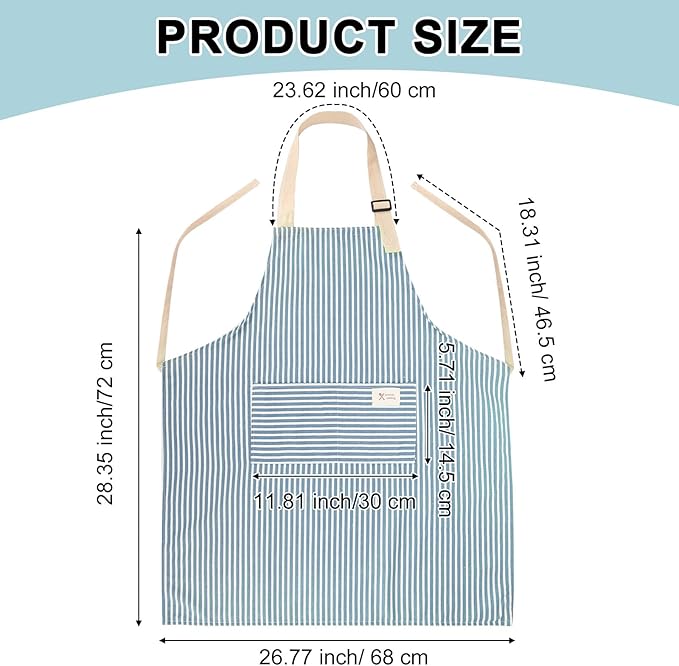Janmercy 24 Pcs Aprons for Women Men with 2 Pockets Linen Cooking Kitchen Apron Adjustable Bib Chef Apron Bulk Aprons Unisex