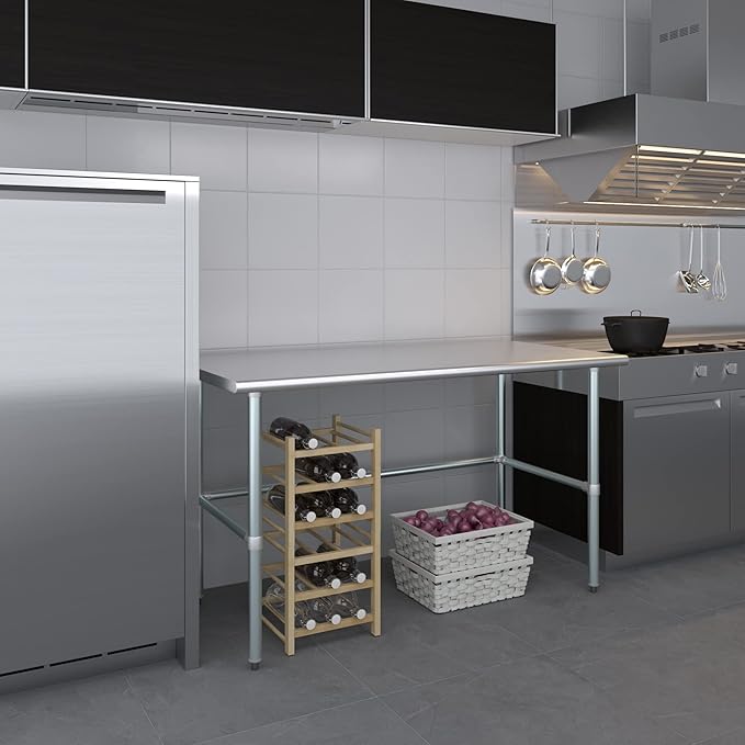 AmGood Stainless Steel Work Table Open Base | NSF | Laundry Garage Utility Bench (60" Long X 30" Deep)