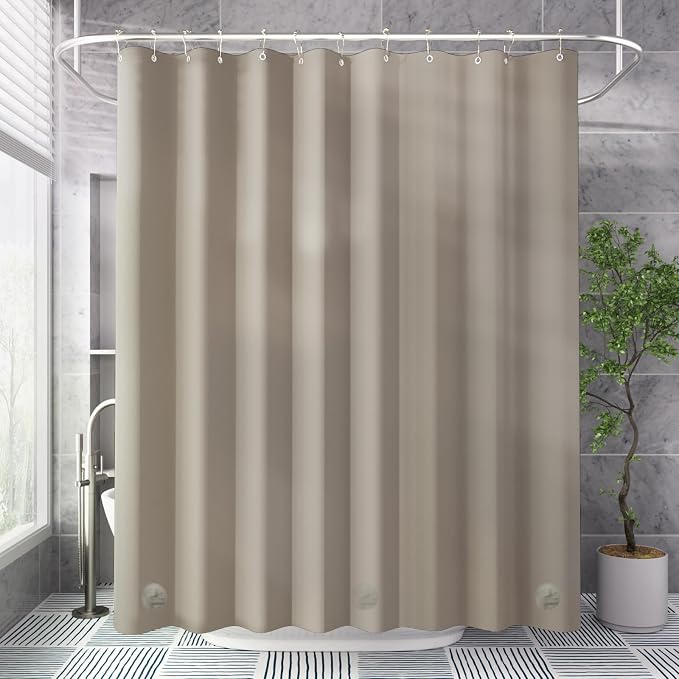 AmazerBath Shower Curtain Liner, 72x72 Tan Shower Liner, Cute Plastic Shower - Image 8