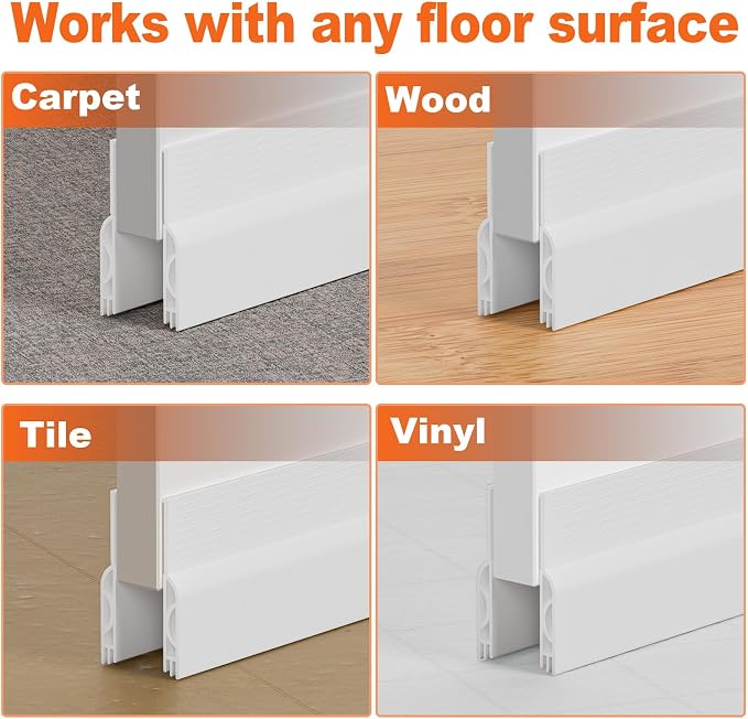 5Pack Door Draft Stopper, Weather Stripping Door Seal Gap Filler Bottom Noise - Image 9