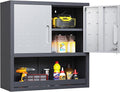 Garage Cabinet Wall Mounted with Doors and Opening Drawer, Heavy Duty Metal Garage Wall Cabinets Hanging Cabinets with Lock Tool Cabinet for Kitchen Warehouse, Assembly Required