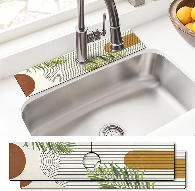Sink Faucet Absorbing Mat, 2 Pack Drying Mat Around Faucet Sink Splash Guard by BathtubMat