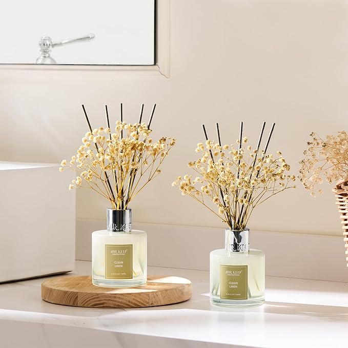 Reed Diffuser 3.38 oz 2pk, Clean Linen Scented Reed Diffuser Set, Reed Diffuser - Image 3