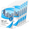 Acrylic Sign Holder 8.5 x 11 6 Pack, Double-Sided Clear Sign Holder Plastic Stands for Display, Table Sign Stands, L Shape Flyer Holder