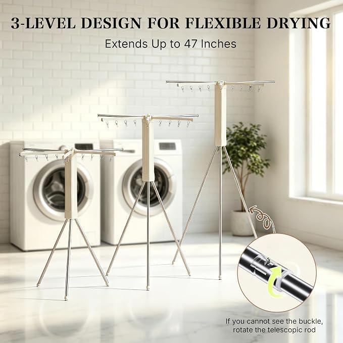 Foldable Clothes Drying Rack, Adjustable Windproof Laundry Drying Rack - Image 5
